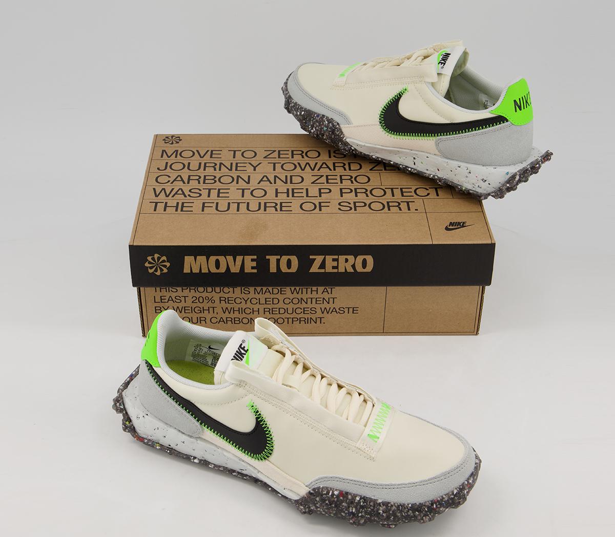Nike Waffle Racer Crater Trainers Nike Waffle Racer Crater Trainers Pale Ivory Black Electric Green Photon Dust White