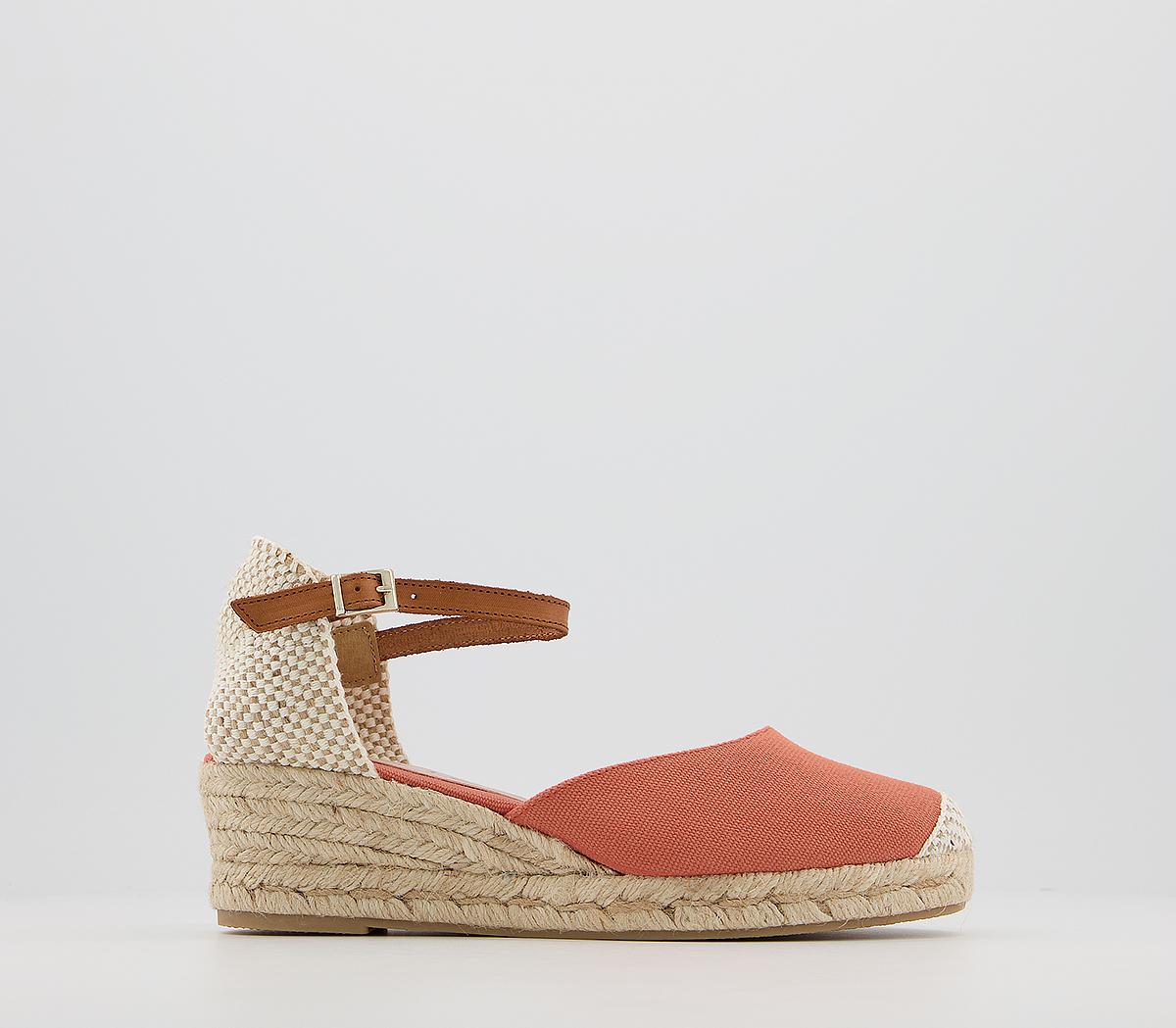 OFFICEMiller Ankle Strap Closed In EspadrillesCoral Canvas