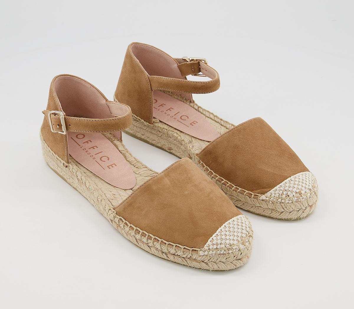 OFFICE Fresno Two Part Espadrilles Tan Suede - Flat Shoes for Women