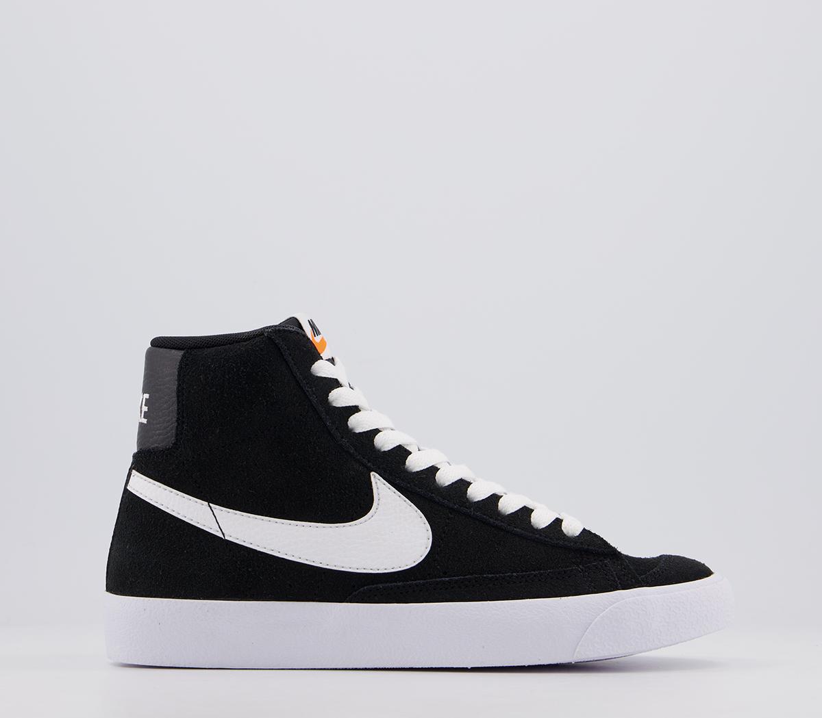 nike blazers black and white suede