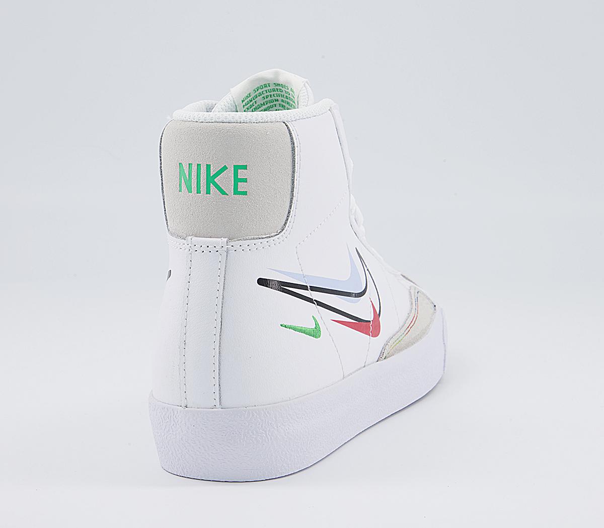 Nike Blazer Mid '77 Gs Trainers Nike Blazer Mid '77 Gs Trainers White Green Black Chile Red Wolf Grey