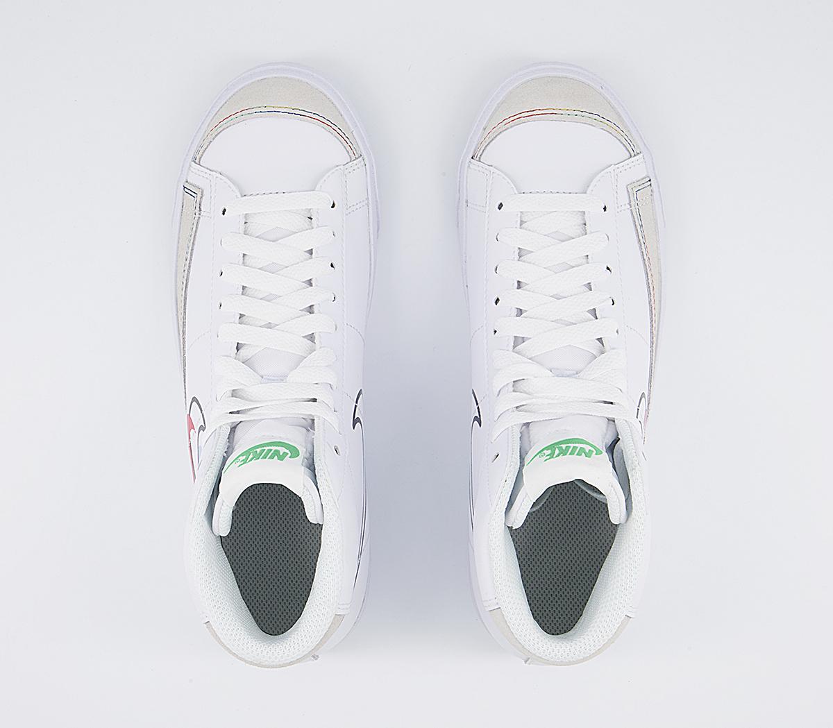 Nike Blazer Mid '77 Gs Trainers Nike Blazer Mid '77 Gs Trainers White Green Black Chile Red Wolf Grey