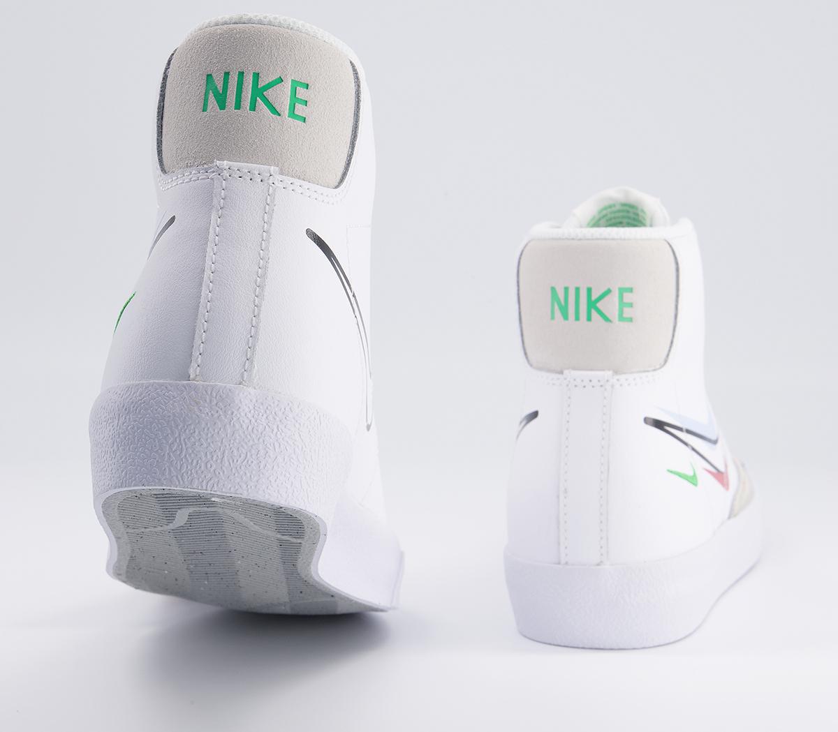 Nike Blazer Mid '77 Gs Trainers Nike Blazer Mid '77 Gs Trainers White Green Black Chile Red Wolf Grey