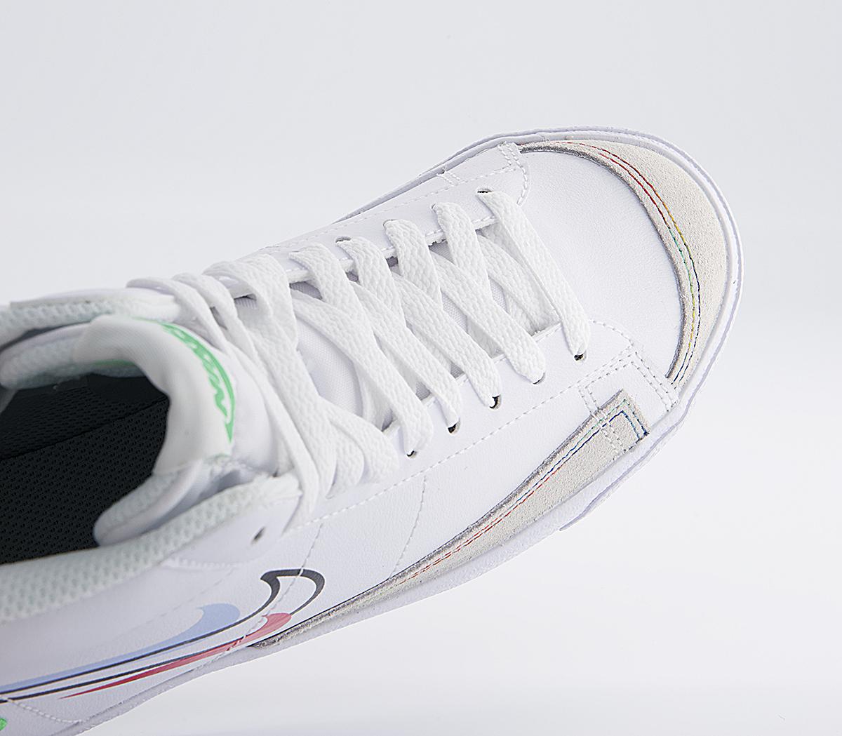 Nike Blazer Mid '77 Gs Trainers Nike Blazer Mid '77 Gs Trainers White Green Black Chile Red Wolf Grey