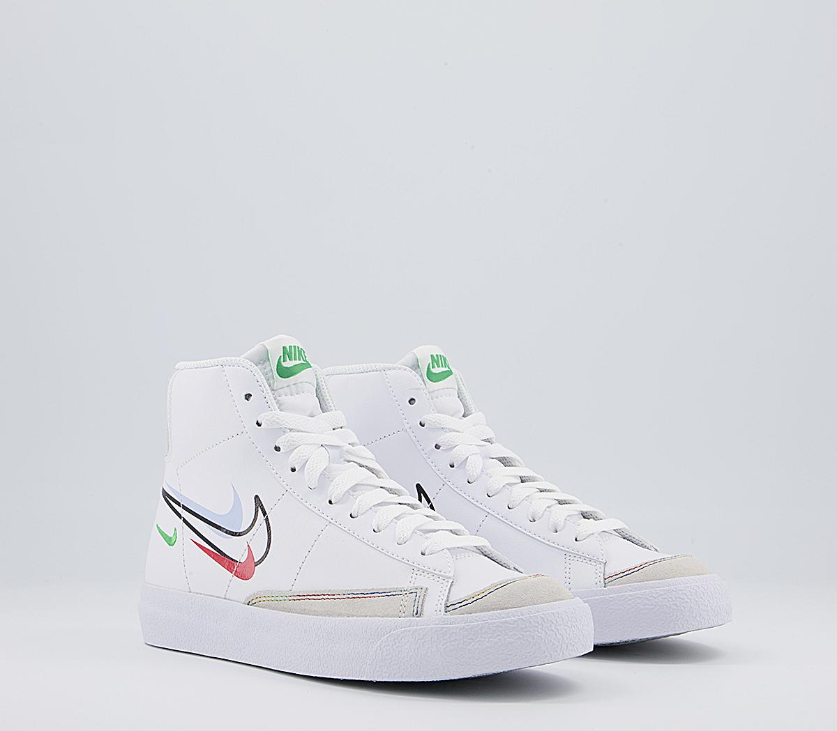 Nike Blazer Mid '77 Gs Trainers Nike Blazer Mid '77 Gs Trainers White Green Black Chile Red Wolf Grey