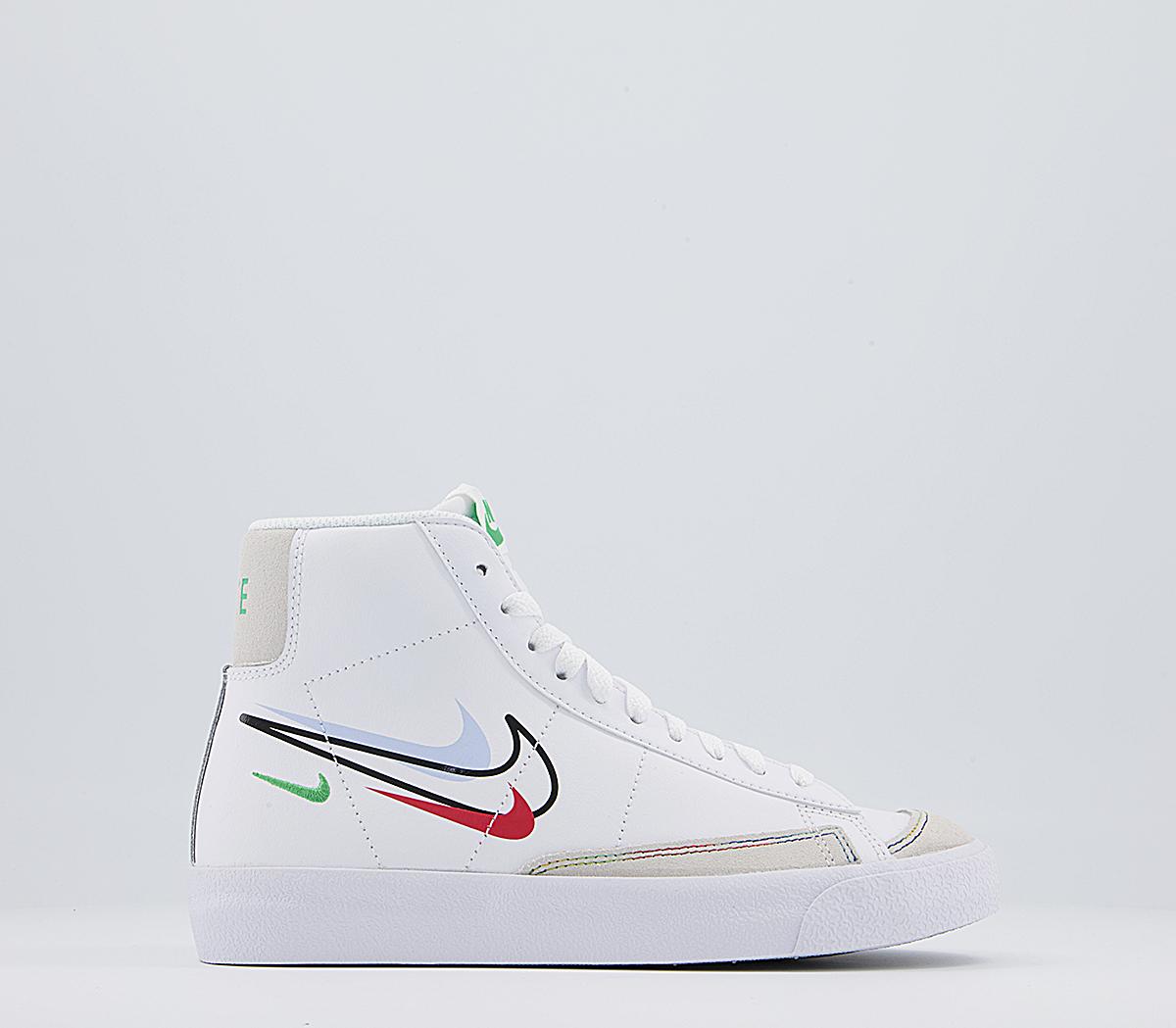 Nike Blazer Mid 77 Gs Trainers White Green Black Chile Red Wolf