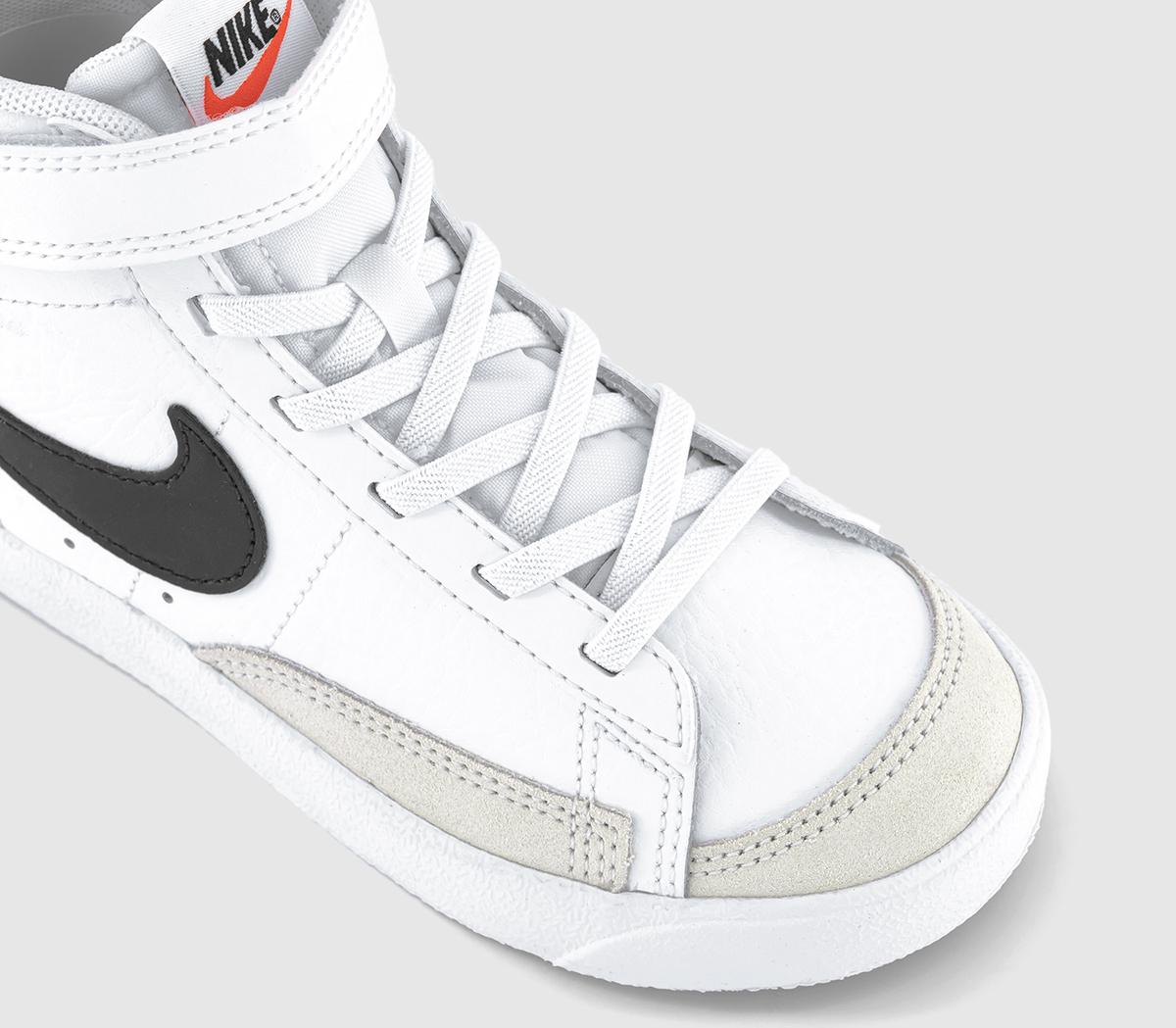 NikeBlazer Mid '77 Kids TrainersWhite Black Total Orange