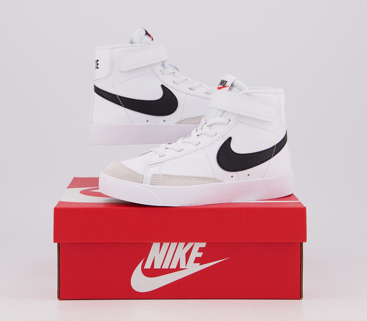 NikeBlazer Mid '77 Kids TrainersWhite Black Total Orange
