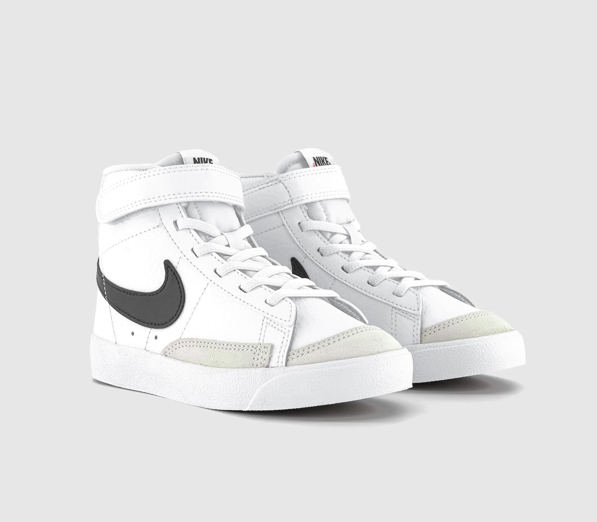 Nike Blazer Mid 77 Kids White And Black Leather Trainers, Size: 10 Youth