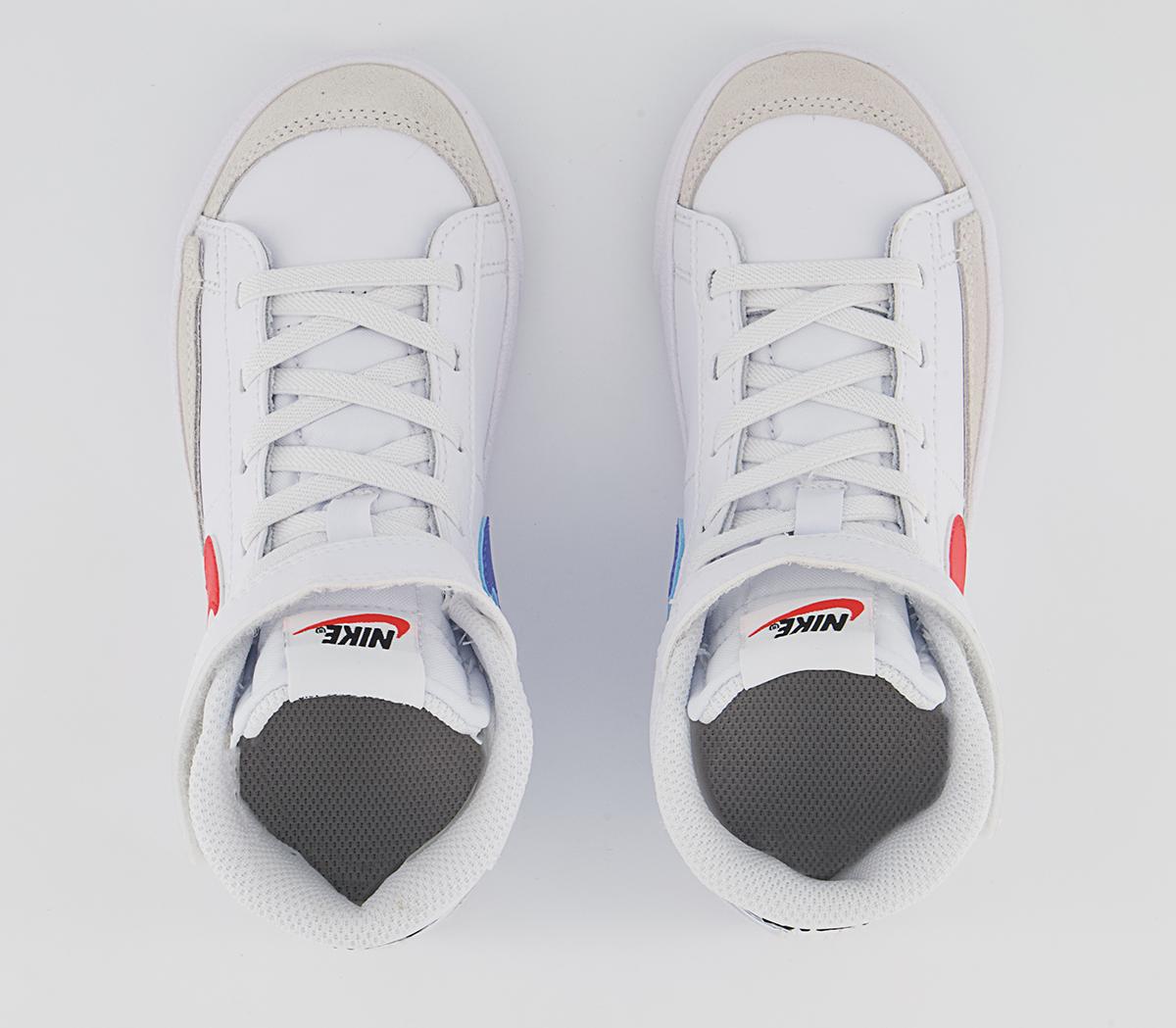 Nike Blazer Mid '77 Ps Trainers Nike Blazer Mid '77 Ps Trainers White Habanero Red Medium Blue Black