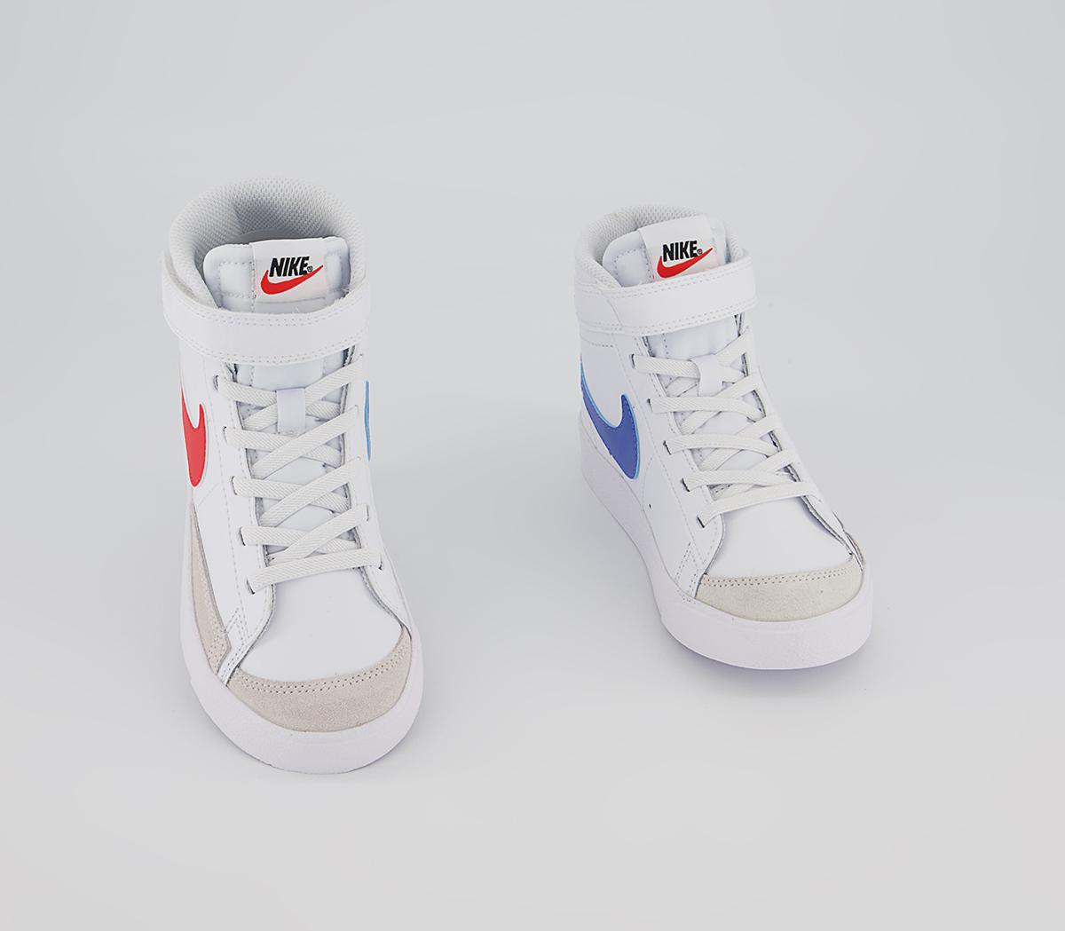 Nike Blazer Mid '77 Ps Trainers Nike Blazer Mid '77 Ps Trainers White Habanero Red Medium Blue Black