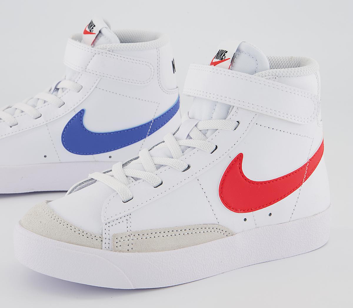Nike Blazer Mid '77 Ps Trainers Nike Blazer Mid '77 Ps Trainers White Habanero Red Medium Blue Black