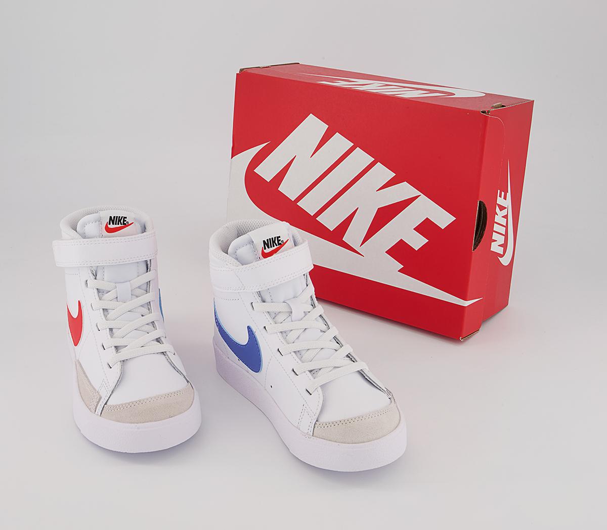 Nike Blazer Mid '77 Ps Trainers Nike Blazer Mid '77 Ps Trainers White Habanero Red Medium Blue Black