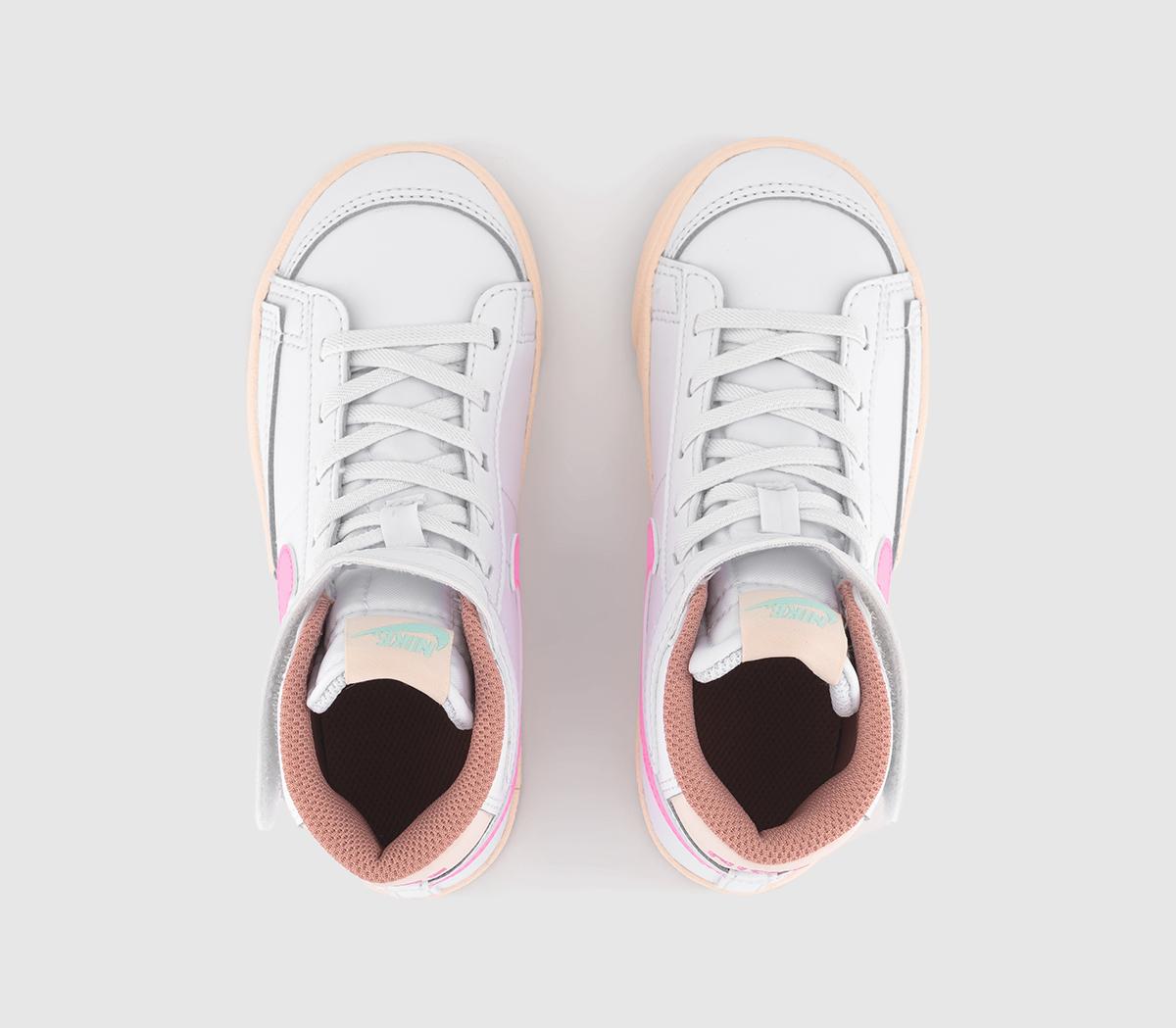 NikeBlazer Mid '77 Kids TrainersWhite Pink Spell Guava Ice Jade Ice