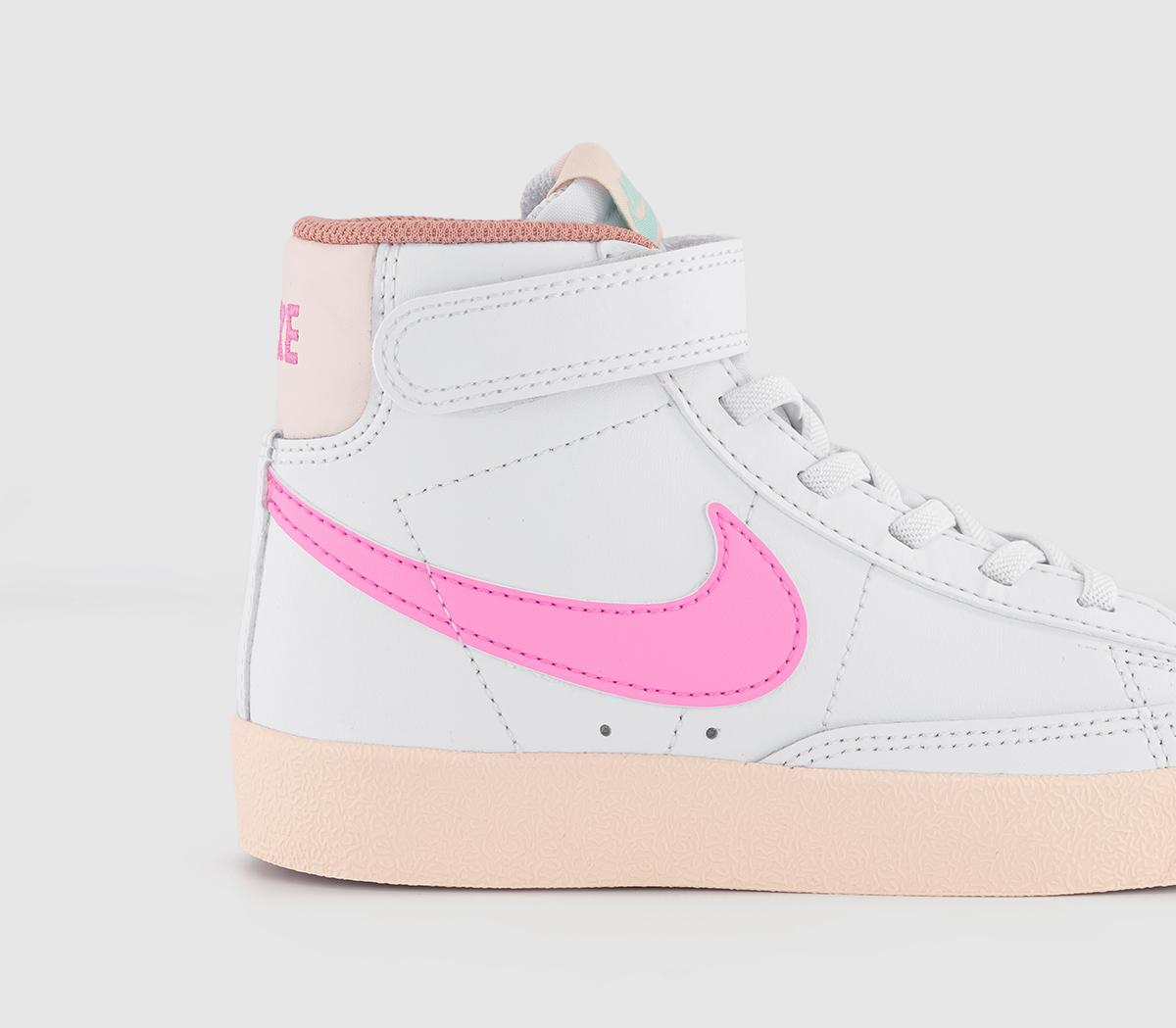 NikeBlazer Mid '77 Kids TrainersWhite Pink Spell Guava Ice Jade Ice