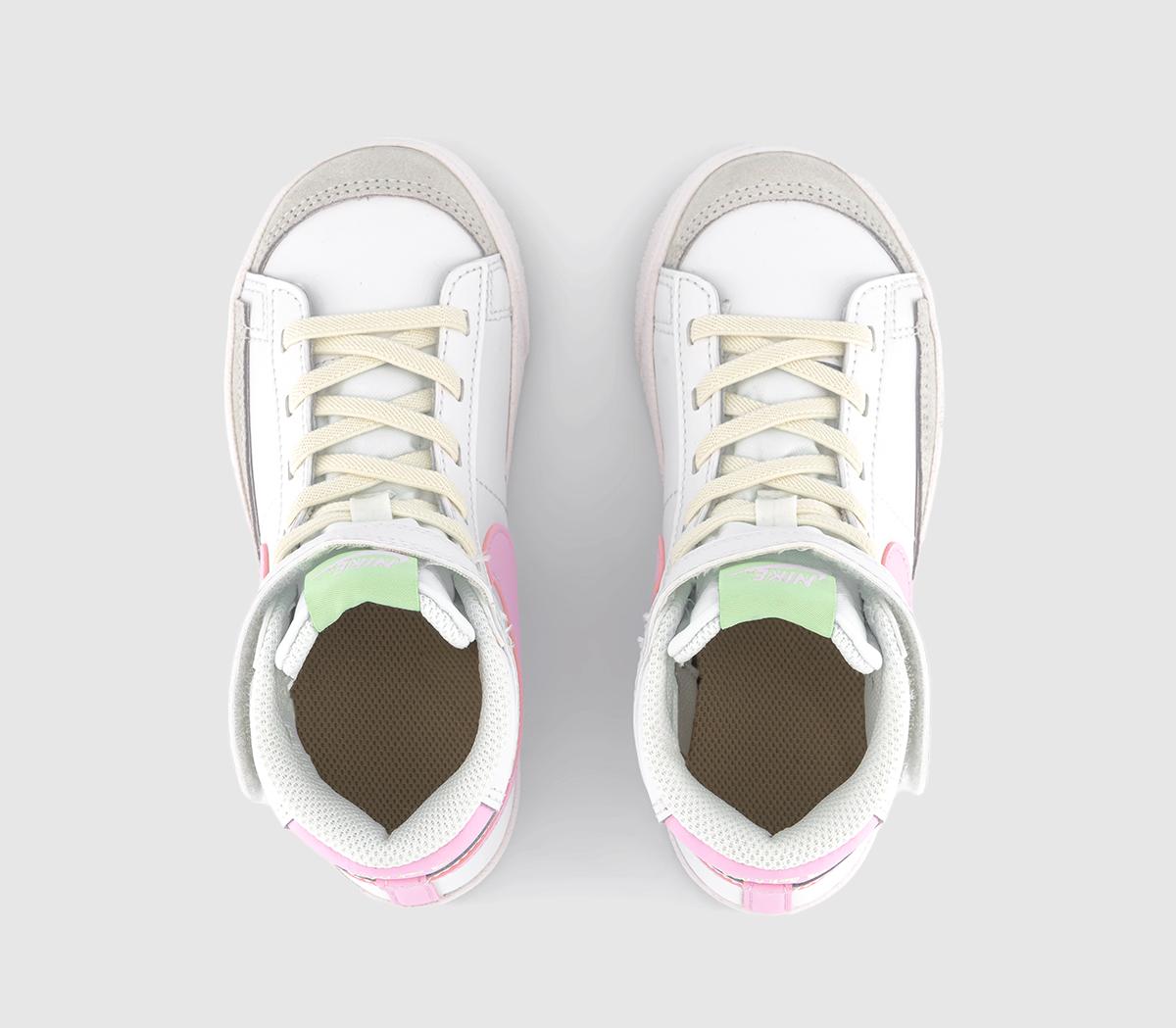 NikeBlazer Mid '77 Pre School Trainers Summit White Pink Foam Coconut Milk