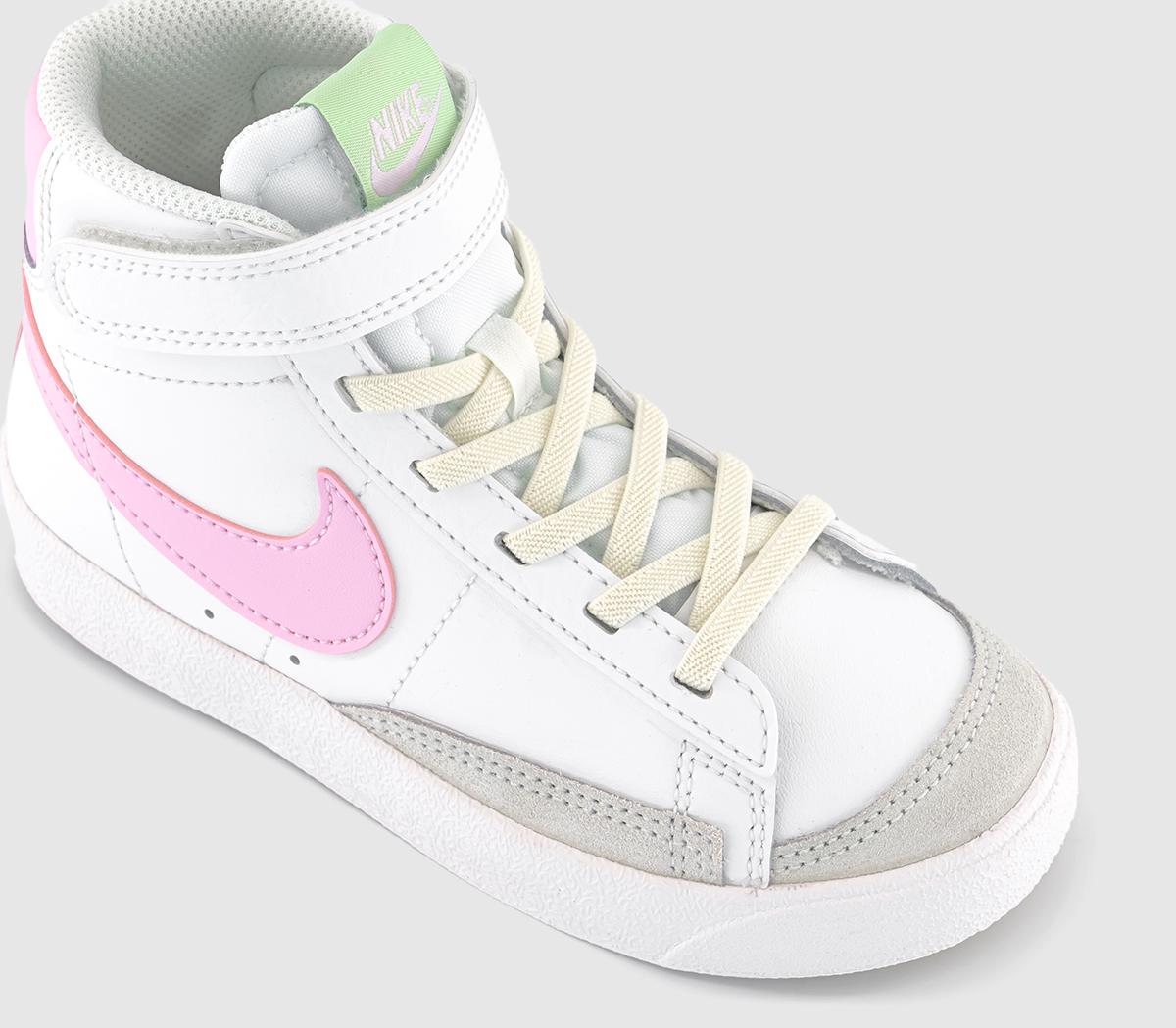 NikeBlazer Mid '77 Pre School Trainers Summit White Pink Foam Coconut Milk