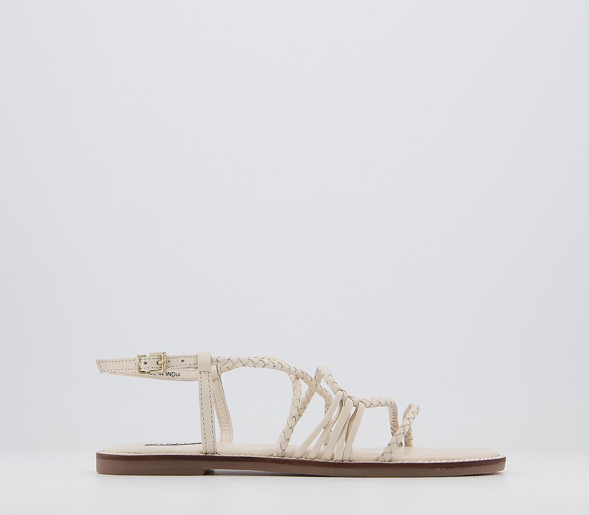 OFFICEScala Plaited Buckle Flat SandalsOff White Leather