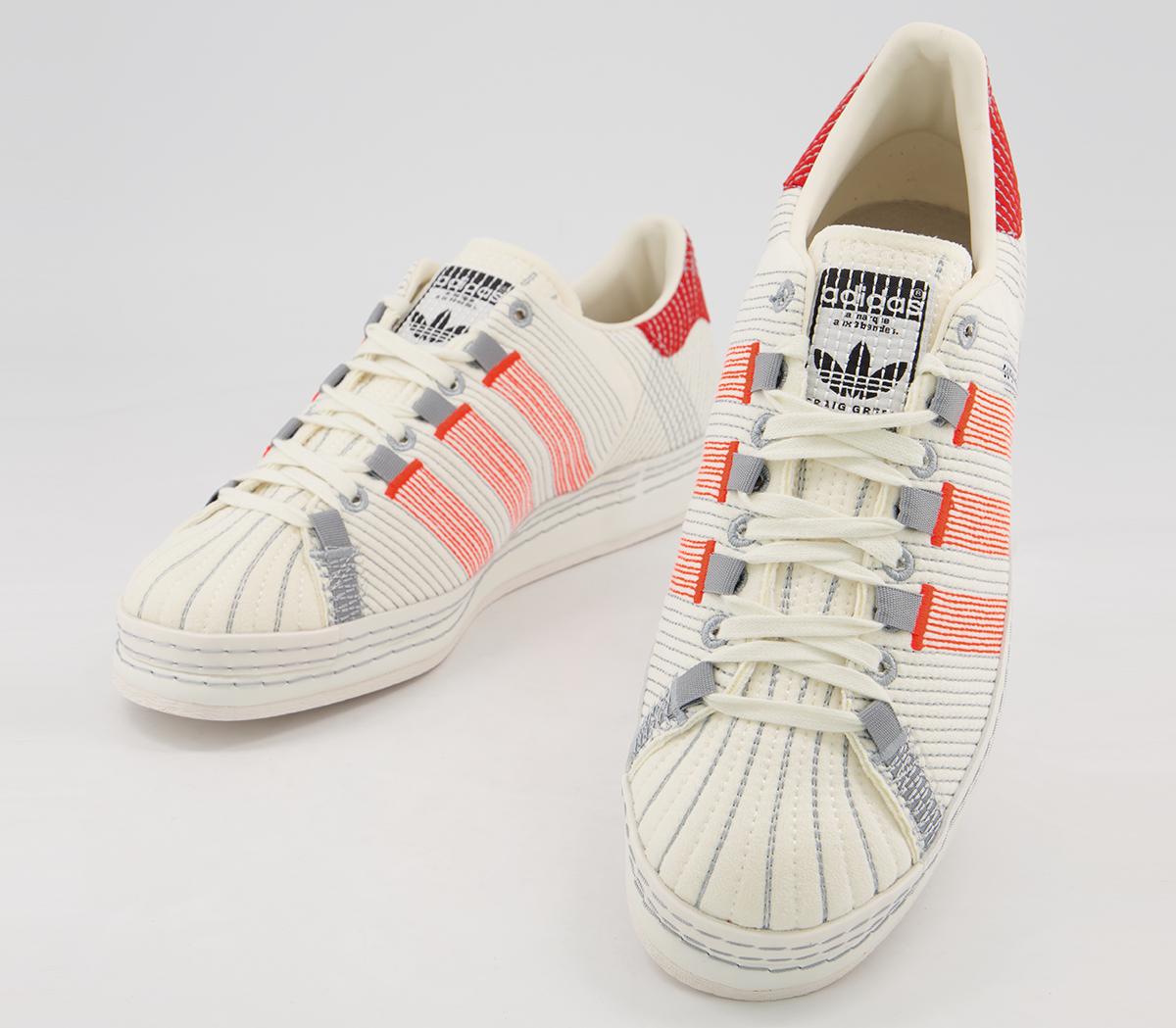 adidas Cg Superstar Trainers adidas Cg Superstar Trainers Off White Bright Red Grey Three