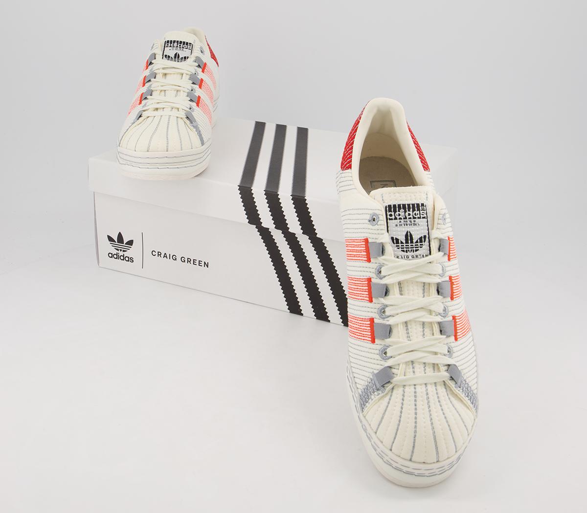 adidas Cg Superstar Trainers adidas Cg Superstar Trainers Off White Bright Red Grey Three