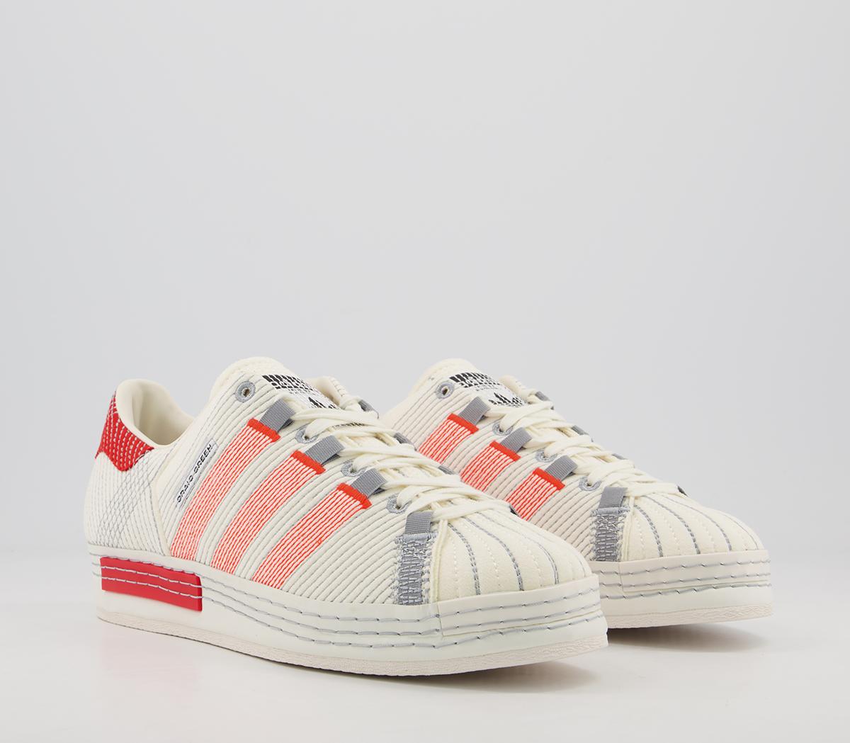adidas Cg Superstar Trainers adidas Cg Superstar Trainers Off White Bright Red Grey Three
