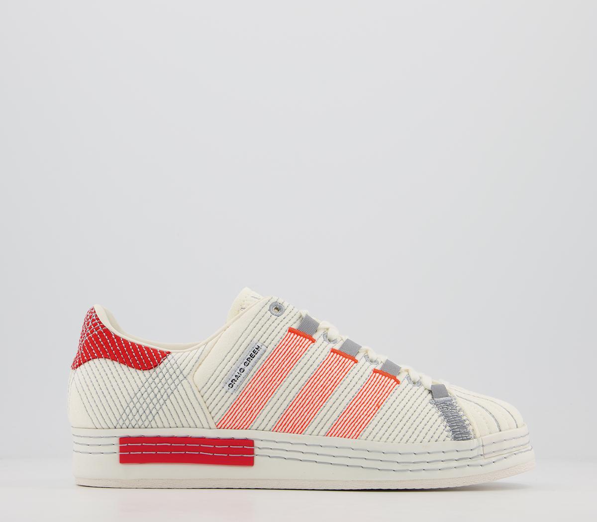 adidasCg Superstar TrainersOff White Bright Red Grey Three