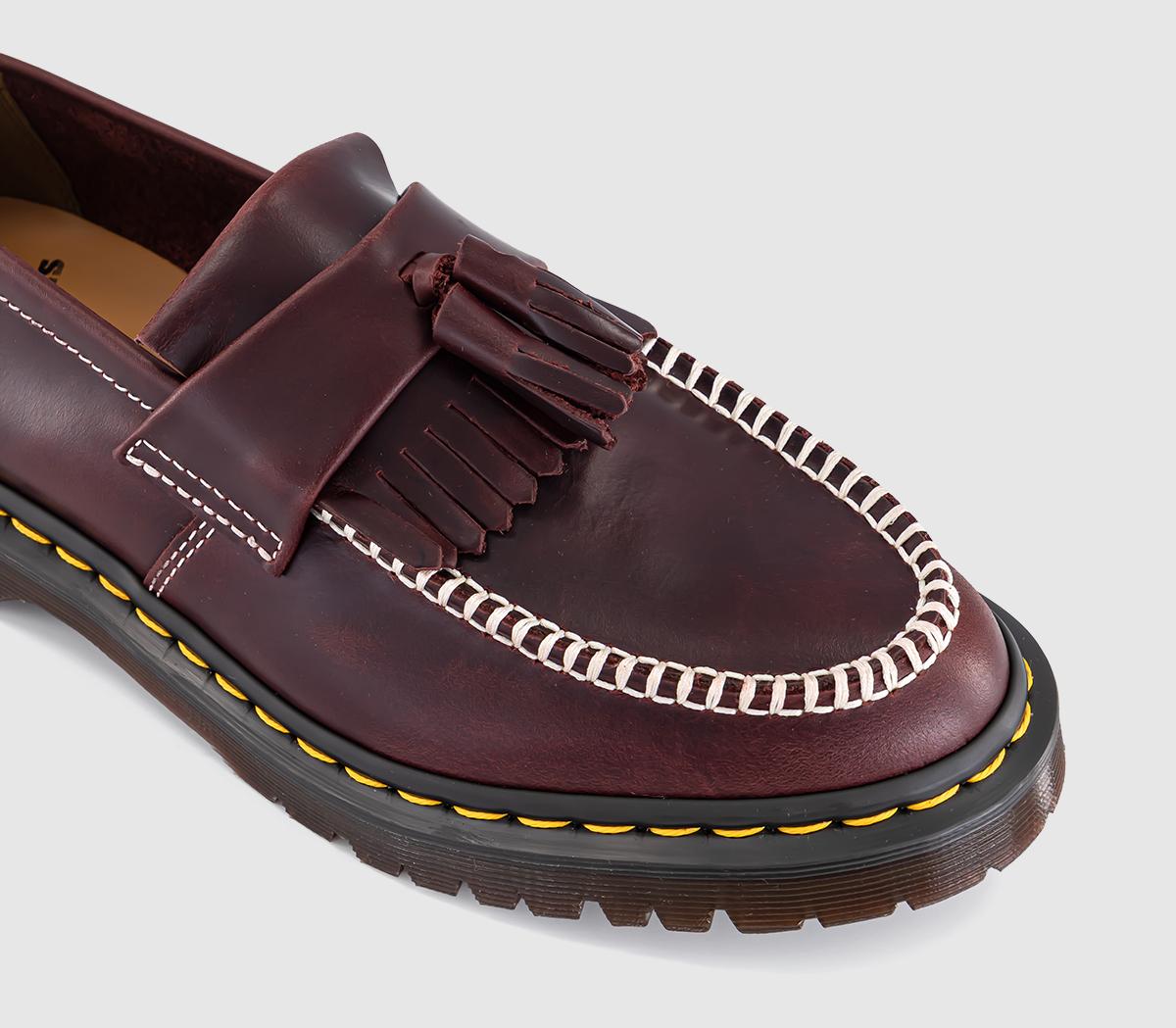 Dr. Martens Adrian Loafers Cherry Red Whipstitch - Men's Smart Shoes