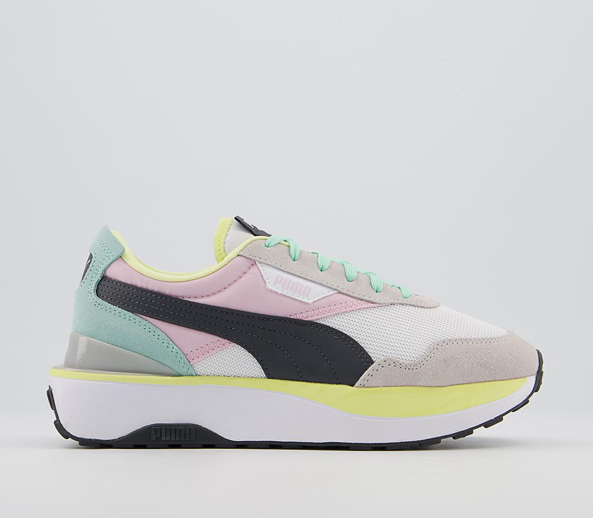 puma cruise rider trainers in white and pink