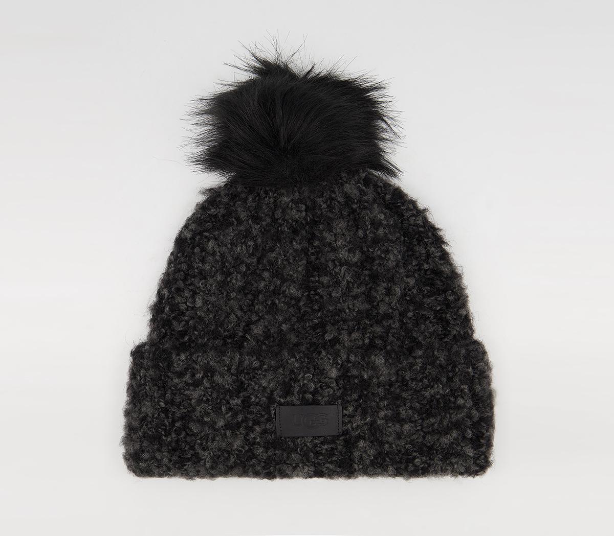 UGGBoucle Knit Cuff Hat W PomBlack