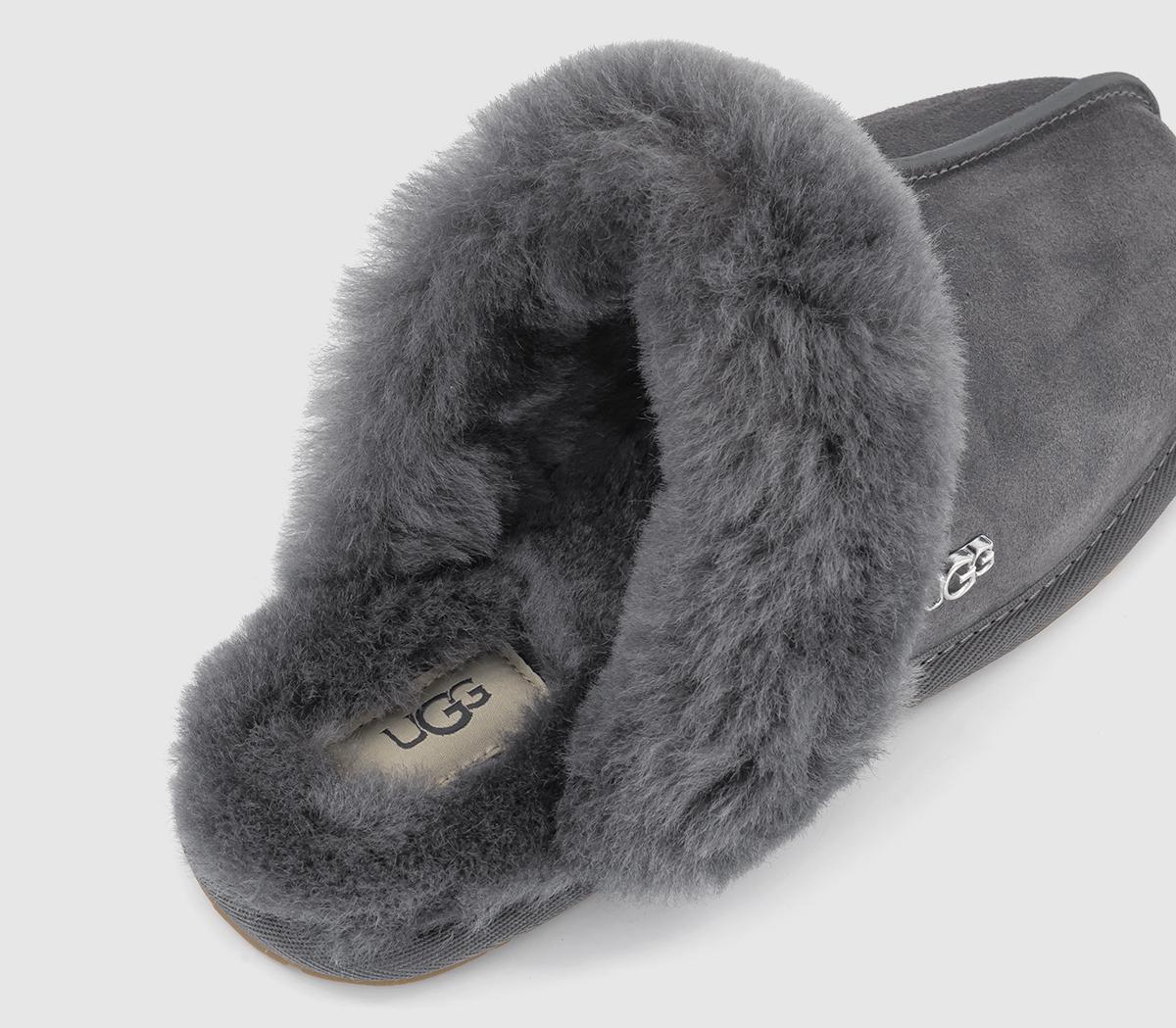 Ugg scuffette ii best sale metal logo slippers grey