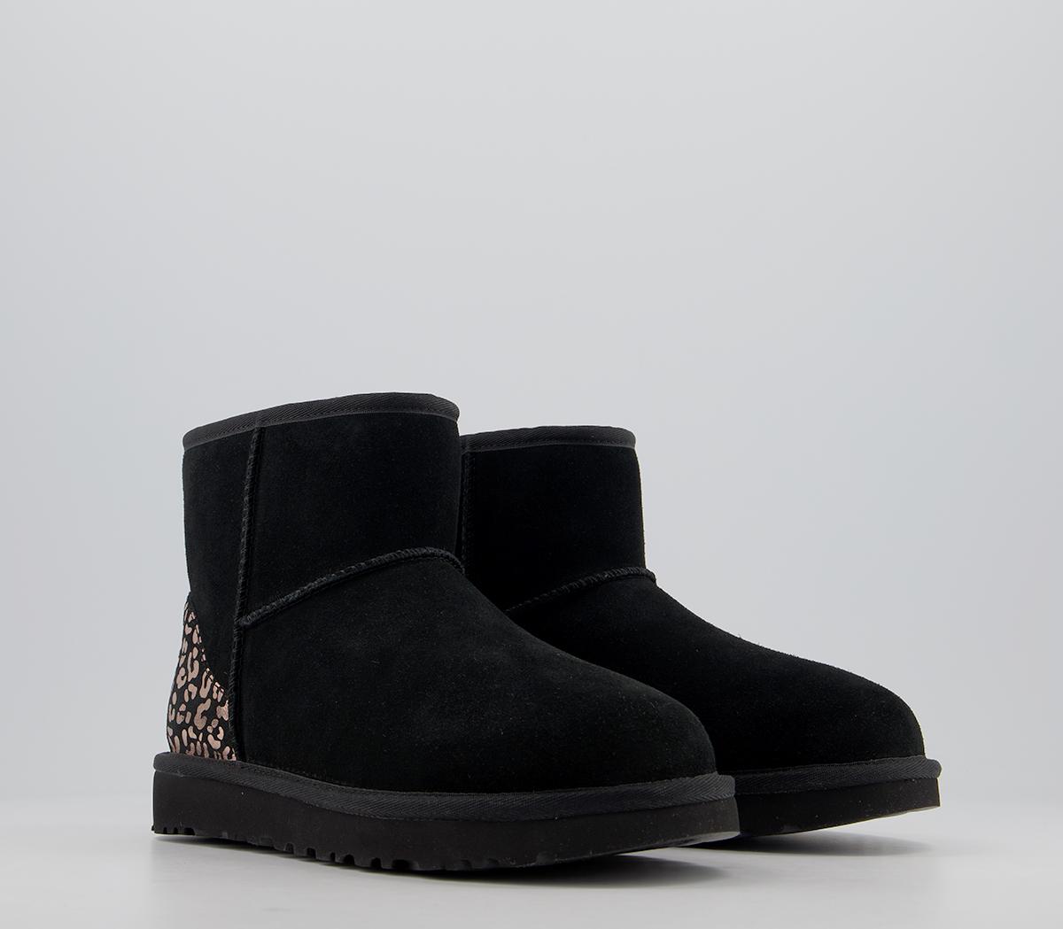 UGG Classic Mini Metallic Leopard Black - Women's Ankle Boots