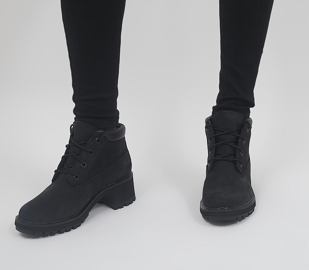 timberland kinsley lace up heeled ankle boots in black