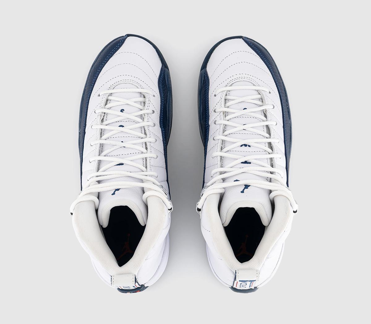 Jordan Jordan 12 GS Trainers White French Blue Metallic Silver