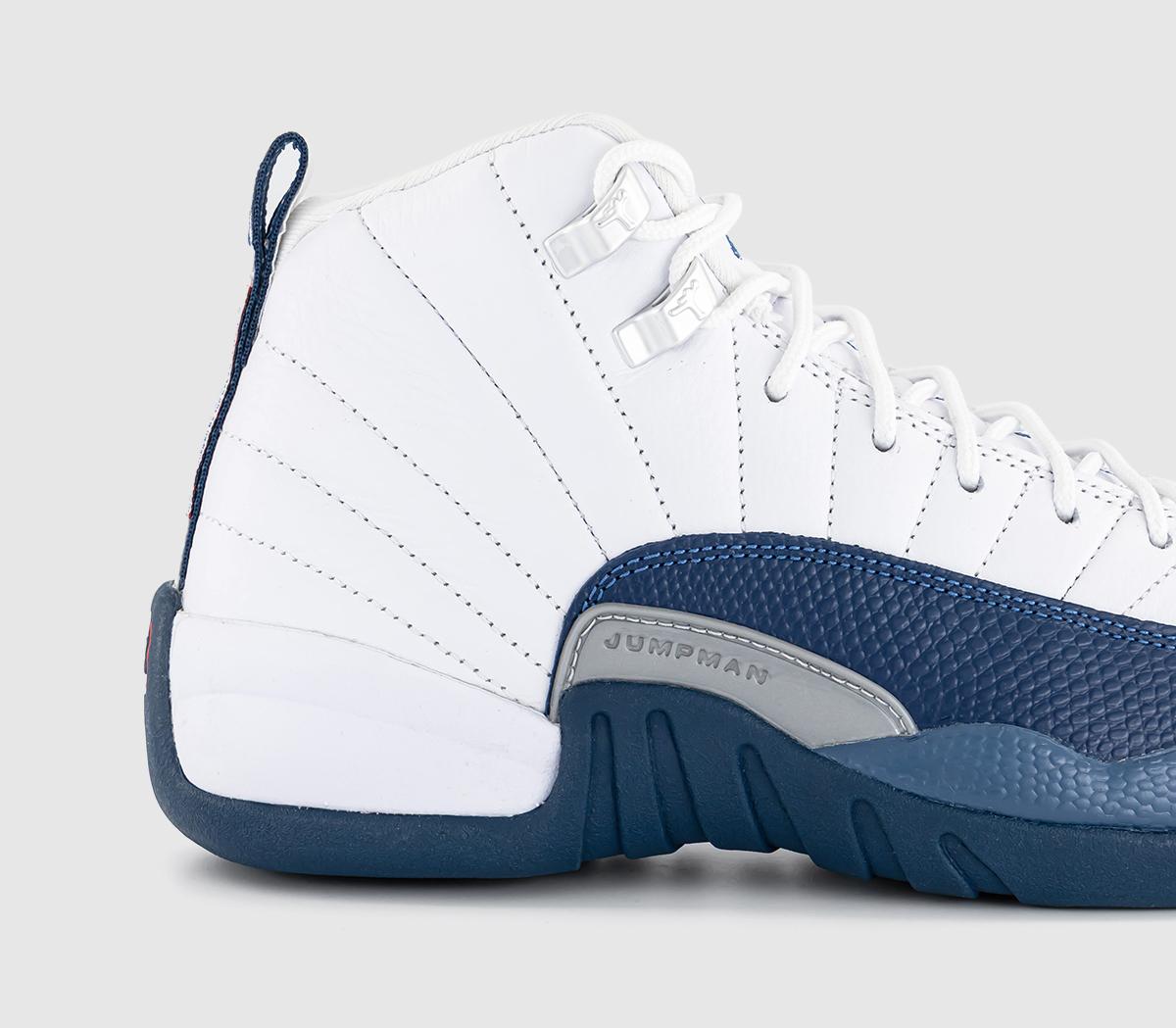 JordanJordan 12 GS TrainersWhite French Blue Metallic Silver
