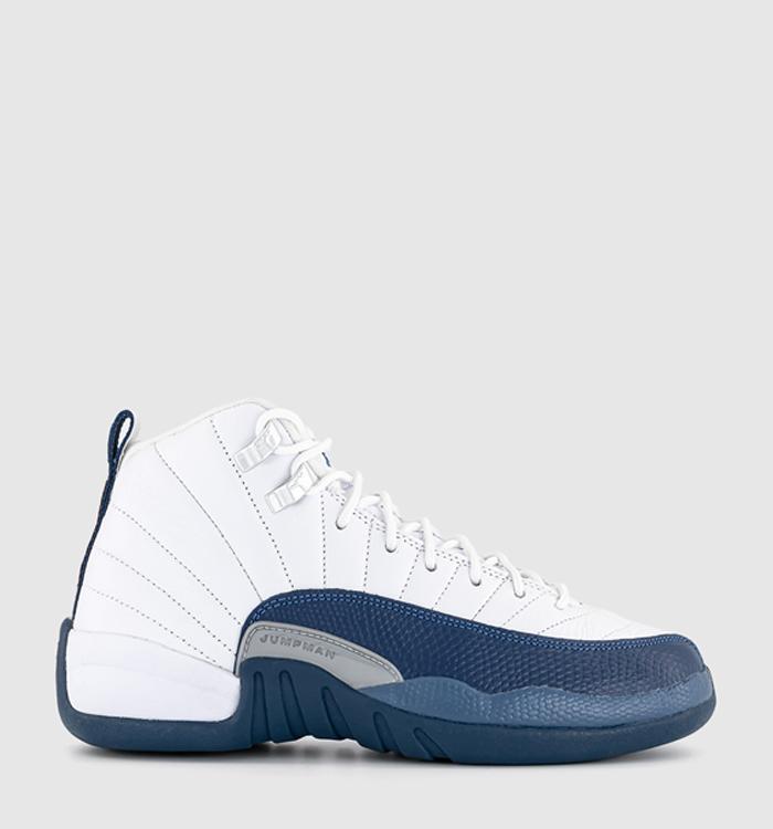 Jordan Jordan 12 GS Trainers White French Blue Metallic Silver