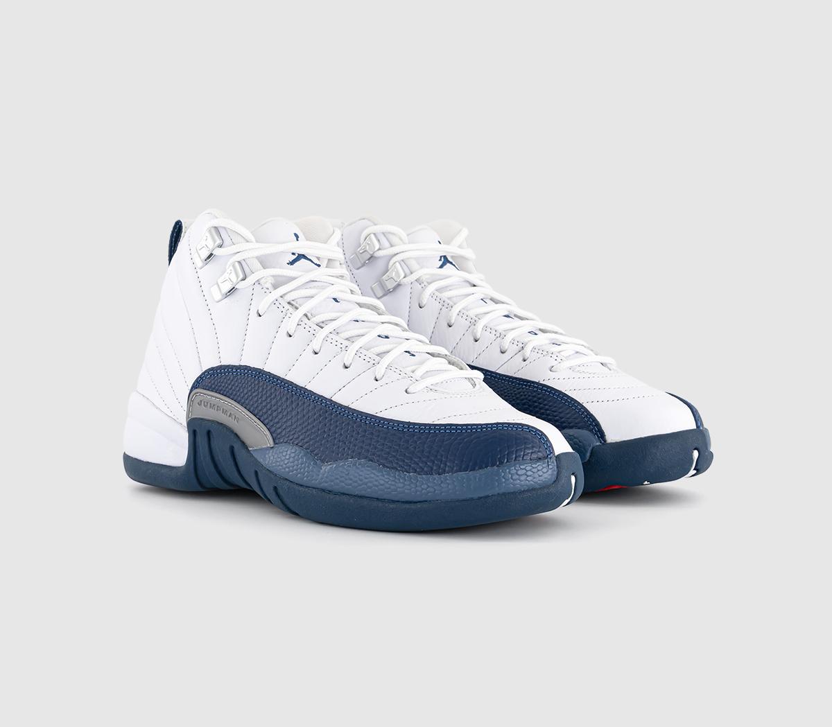 JordanJordan 12 GS TrainersWhite French Blue Metallic Silver