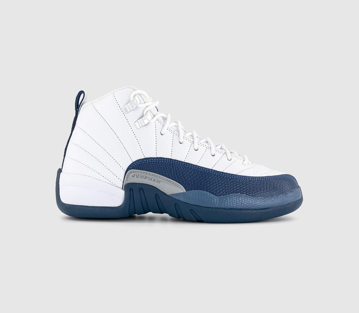 JordanJordan 12 GS TrainersWhite French Blue Metallic Silver