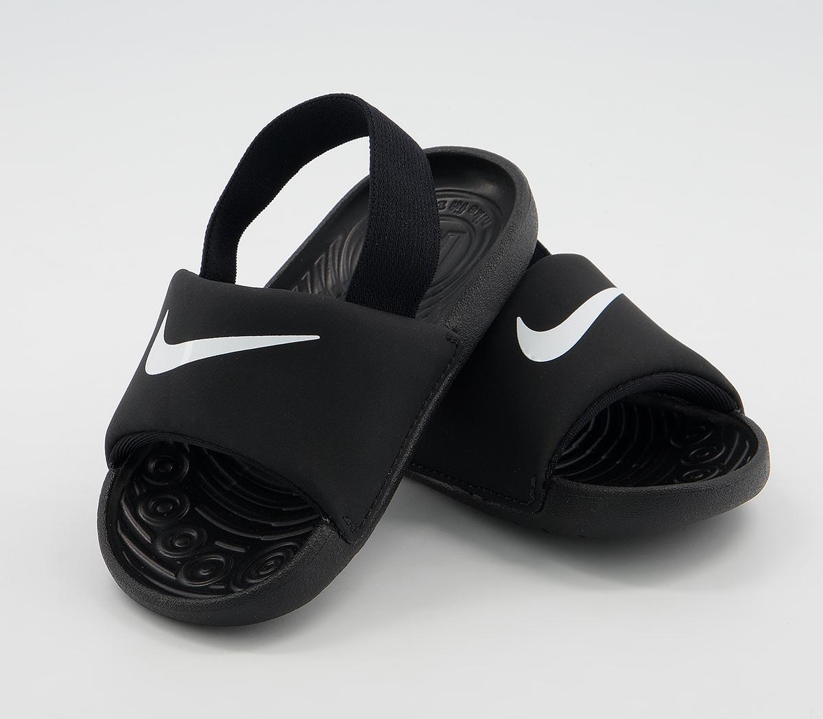 nike black and white kawa slides