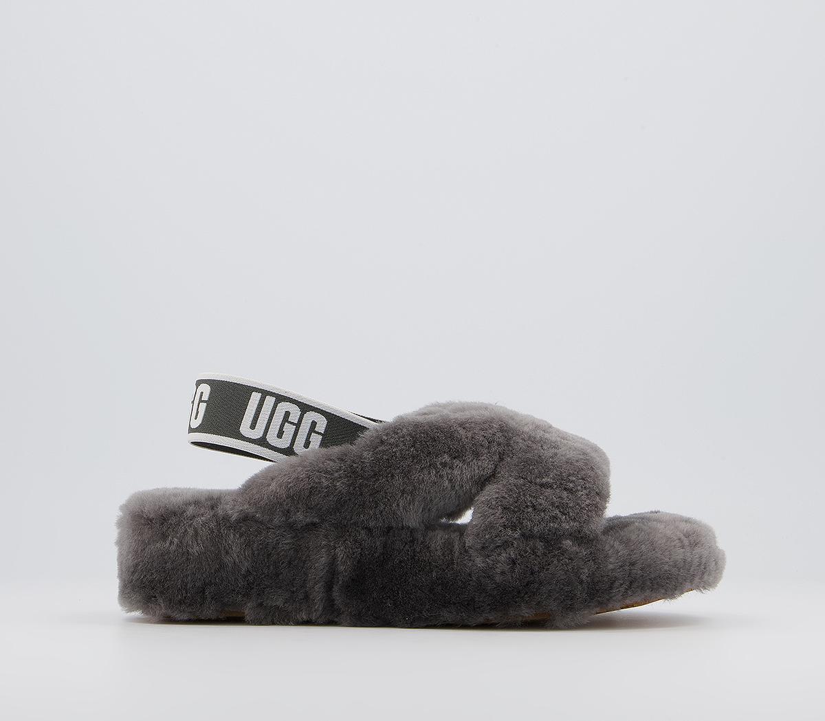 UGG Fab Yeah Slippers Charcoal - Flat Shoes for Women