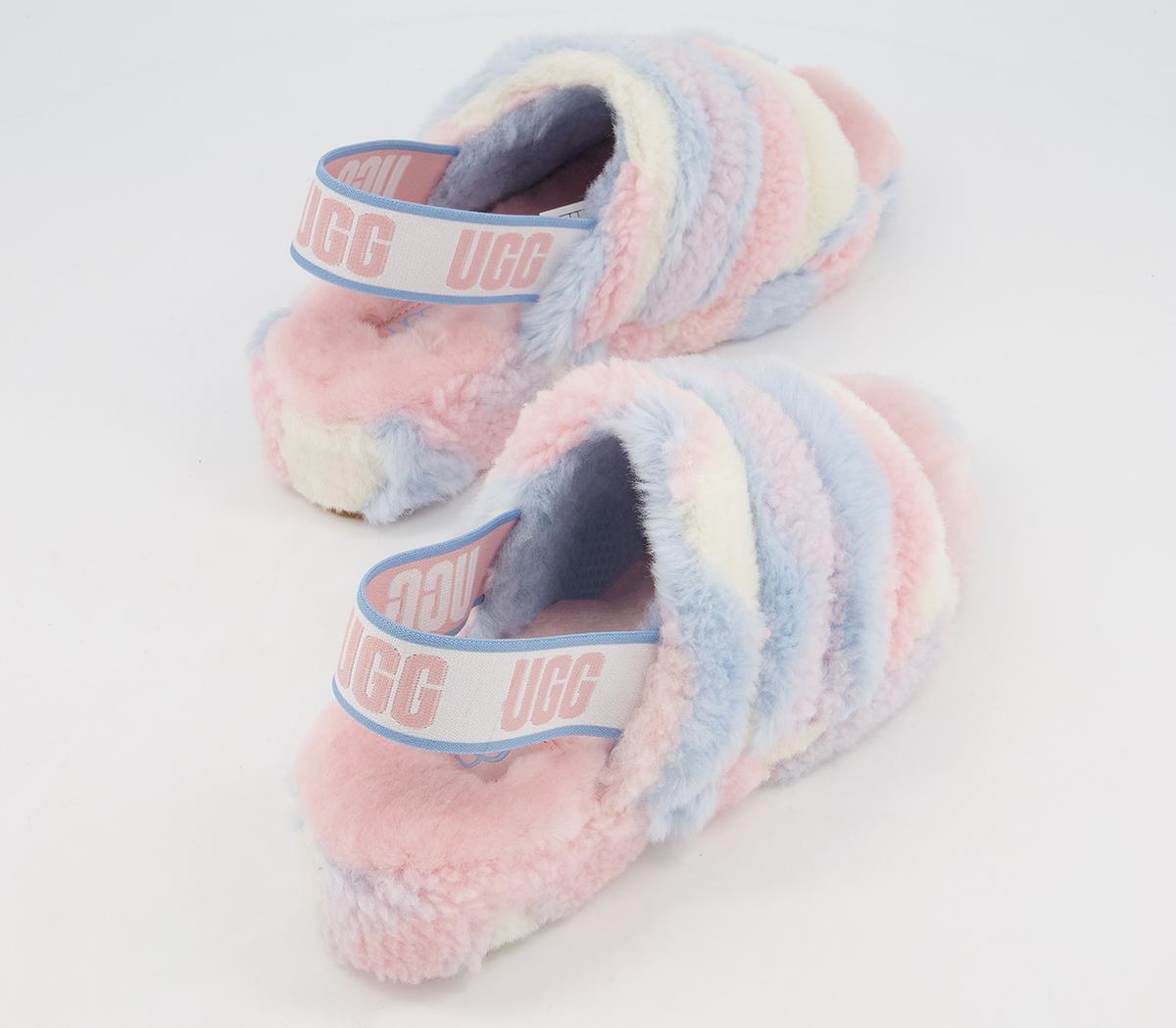 Pink Blue And White Ugg Slippers UGG FLUFF YEAH SLIDES PINK/WHITE