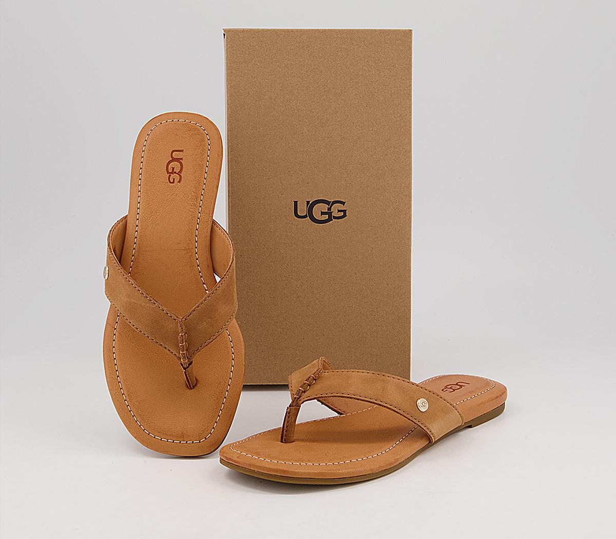 UGG Tuolumne Flip Flops Tan Leather Women’s FlipFlops