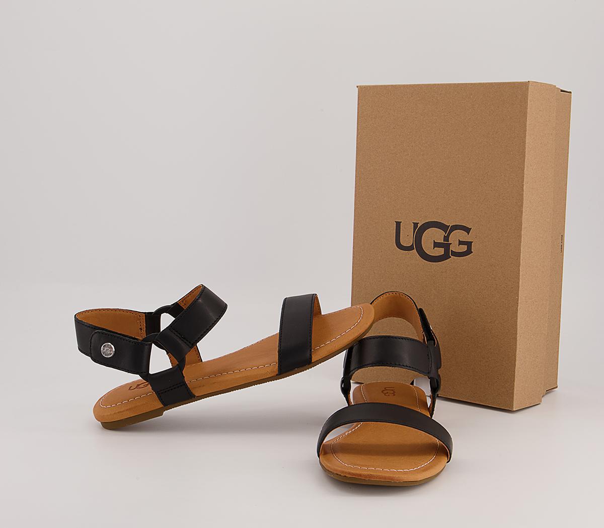 UGG Rynell Sandals Black Leather - Women’s Sandals