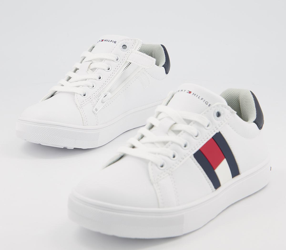 Tommy Hilfiger Tommy Sneaker Youth Trainers White Blue Red Flag - Unisex