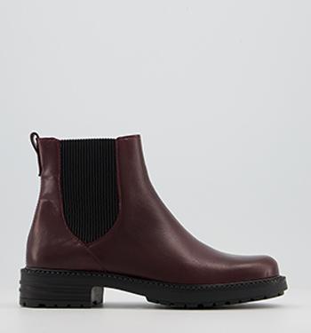 OFFICE Aim Chelsea Cleated Boots Burgundy Leather