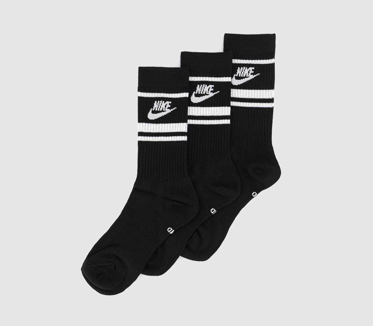 NikeCrew Socks 3 PairsBlack White