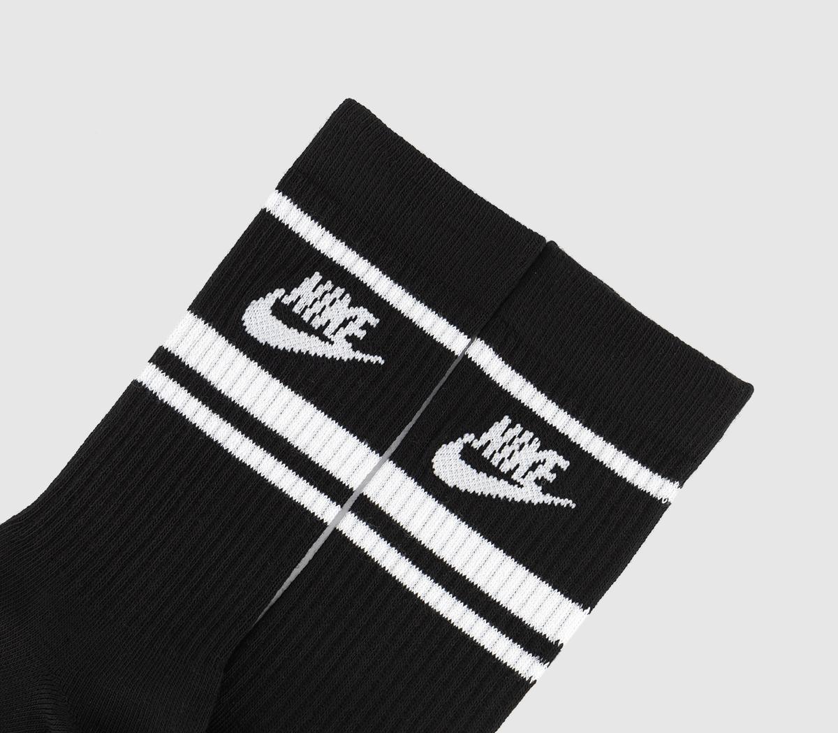 Nike Crew Socks 3 Pairs Black White Socks