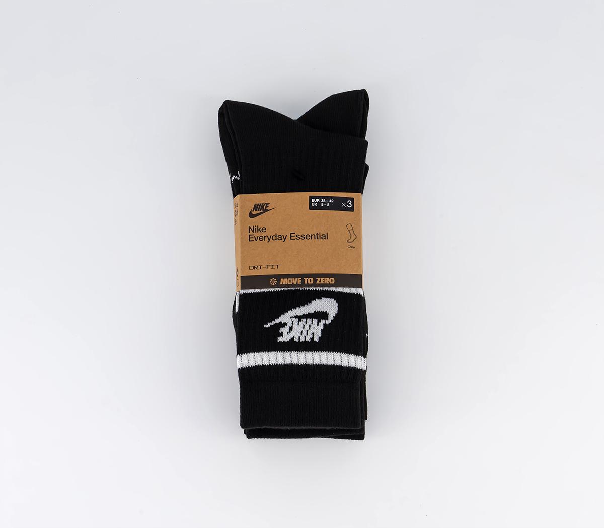 NikeCrew Socks 3 PairsBlack White