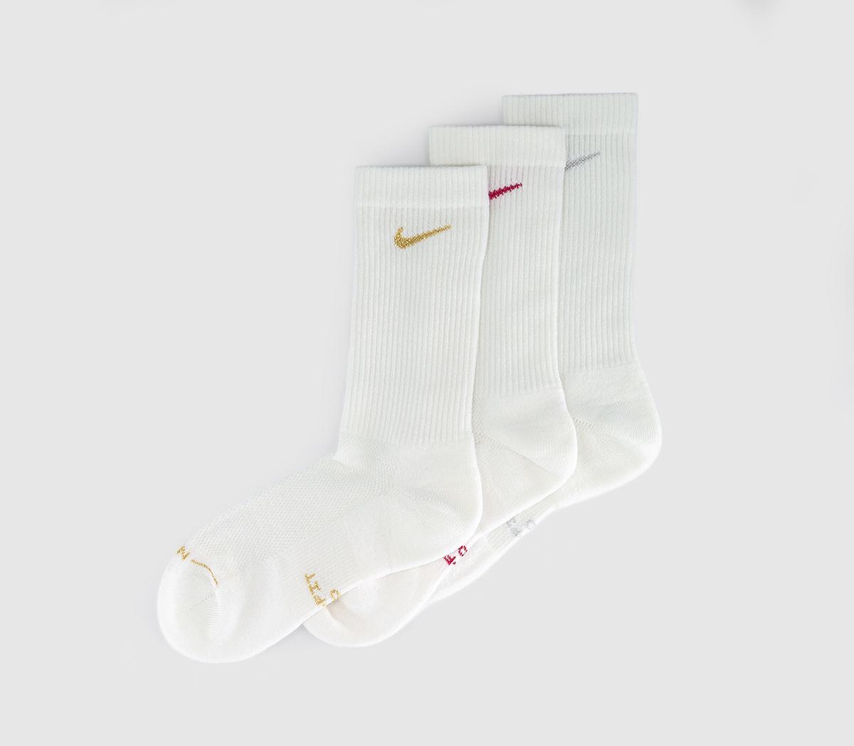 NikeCrew Socks 3 PairsWhite Metallic