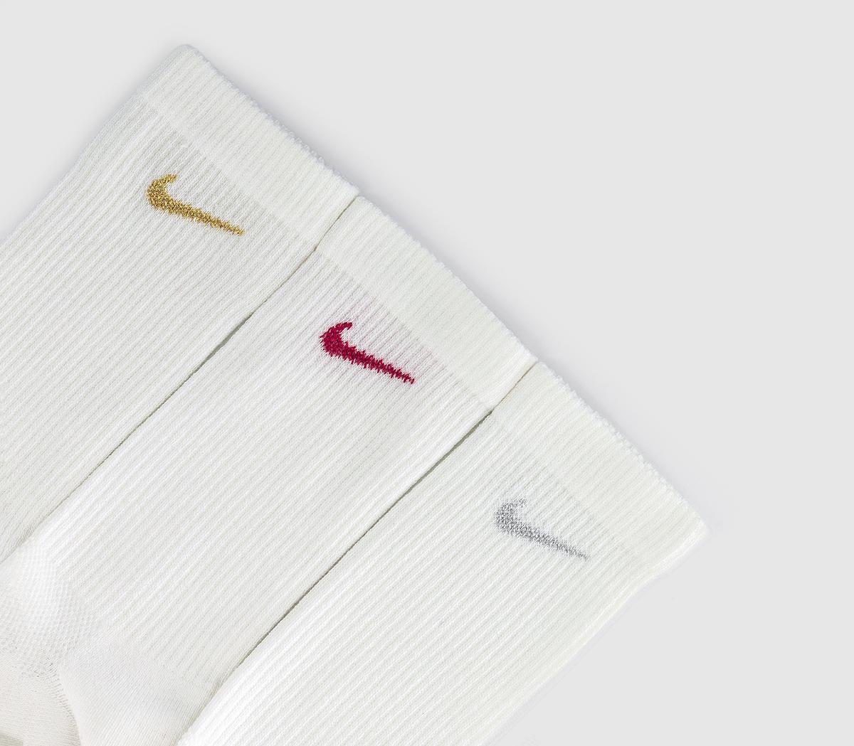 NikeCrew Socks 3 PairsWhite Metallic