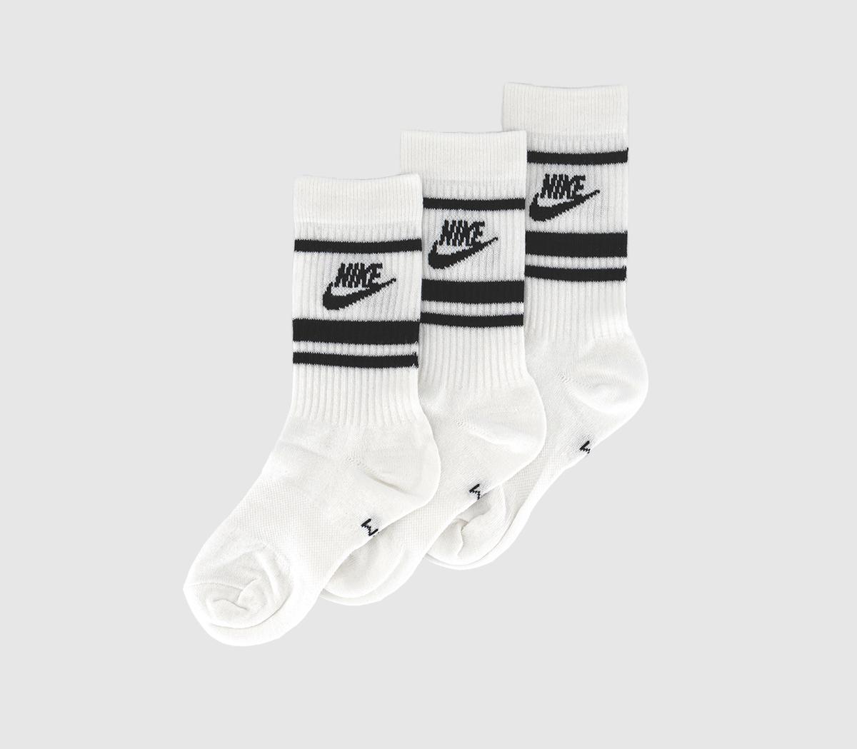 NikeCrew Socks 3 PairsWhite Black White Stripe